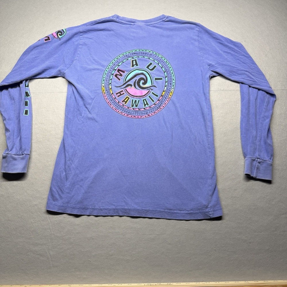 U.S Vintage Maui Hawaii Long Sleeve T-Shirt Size S Washed Blue - Picture 7 of 8
